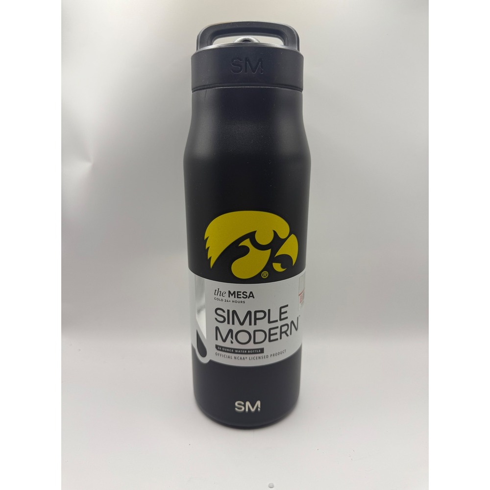 Simple Modern Water Bottle 34oz Black NEW Iowa Hawkeyes NCAA The Mesa